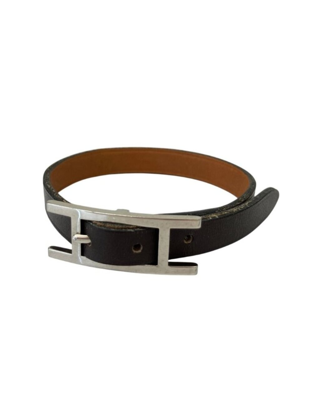 Hermes Hapi 3 Leather Bracelet Dark Brown